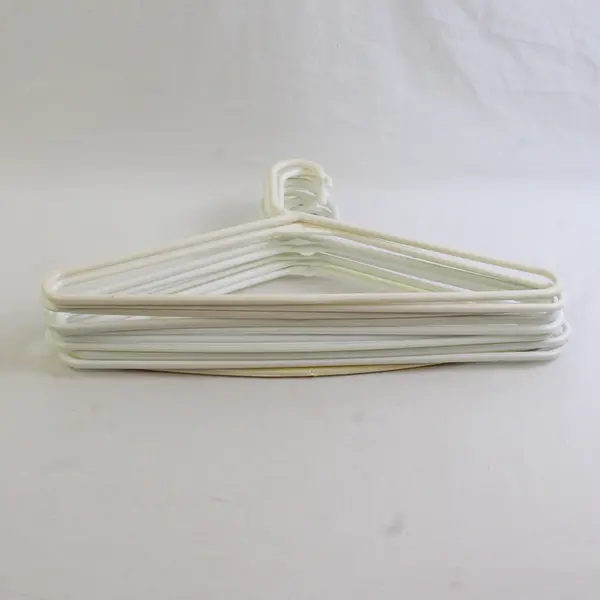 Mixed Lot of 10 White and Off-White Plastic Clothes Hangers Closet Organization