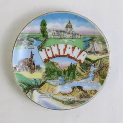 Vintage Mini Souvenir Plate Montana Landmarks