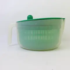 Unbranded Green/Clear Plastic Salad Spinner/Colander/Strainer With Handle