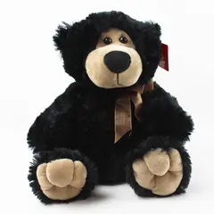 Black Fuzzy Teddy Bear Tan Face & Feet Large Nose Soft Plush 10.5in