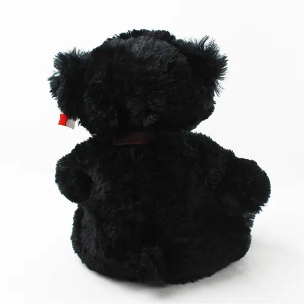 Black Fuzzy Teddy Bear Tan Face & Feet Large Nose Soft Plush 10.5in