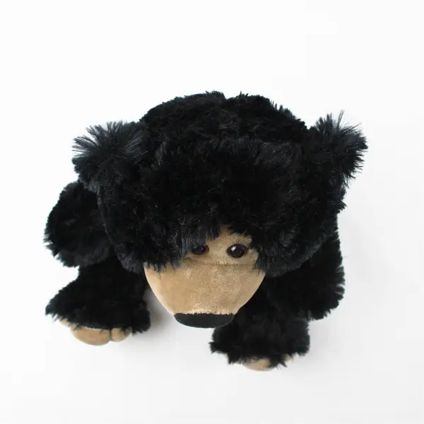 Black Fuzzy Teddy Bear Tan Face & Feet Large Nose Soft Plush 10.5in