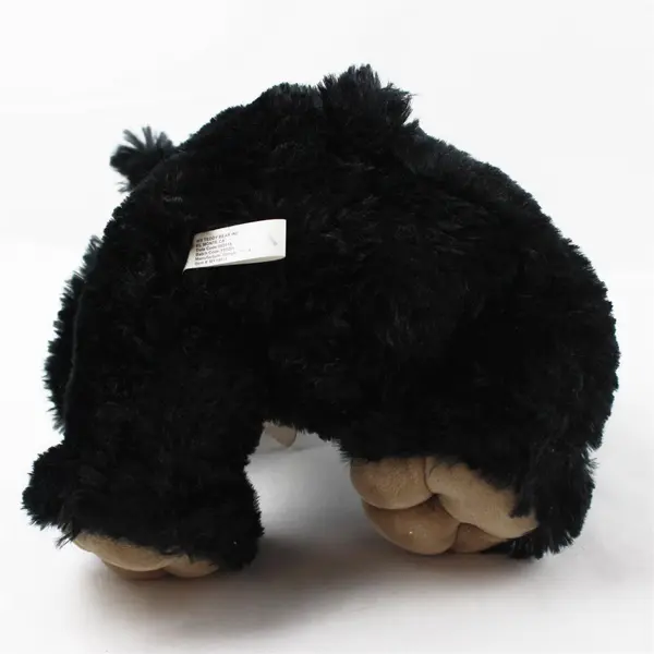 Black Fuzzy Teddy Bear Tan Face & Feet Large Nose Soft Plush 10.5in