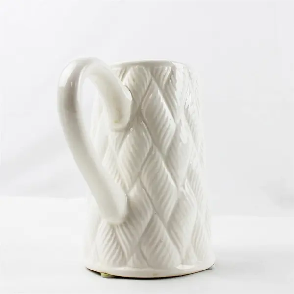 Vintage White Milk Glass Pitcher Quilt Pattern Collectible
