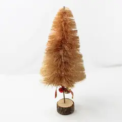 Brown Tabletop Christmas Tree with Bells Vintage Mantel Decor 13.5"