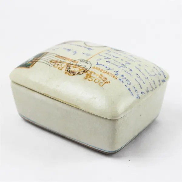 Homart Ceramic Trinket Box Postcard Mail Jewelry Keepsake Box