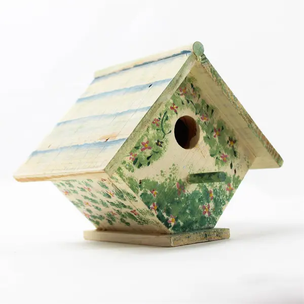 Painted Wooden Bird House Floral Design Decorative Collectible