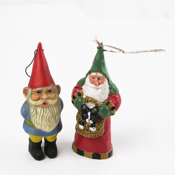 Lot of 2 Gnome Christmas Ornaments Tree Decorations 4.25in