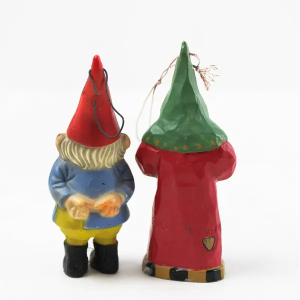 Lot of 2 Gnome Christmas Ornaments Tree Decorations 4.25in