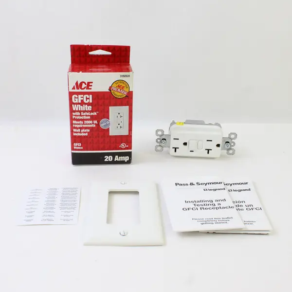 ACE 20A 125V GFCI Ivory SafeLock Outlet - Open Box