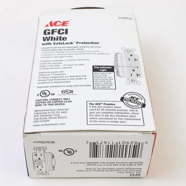 ACE 20A 125V GFCI Ivory SafeLock Outlet - Open Box