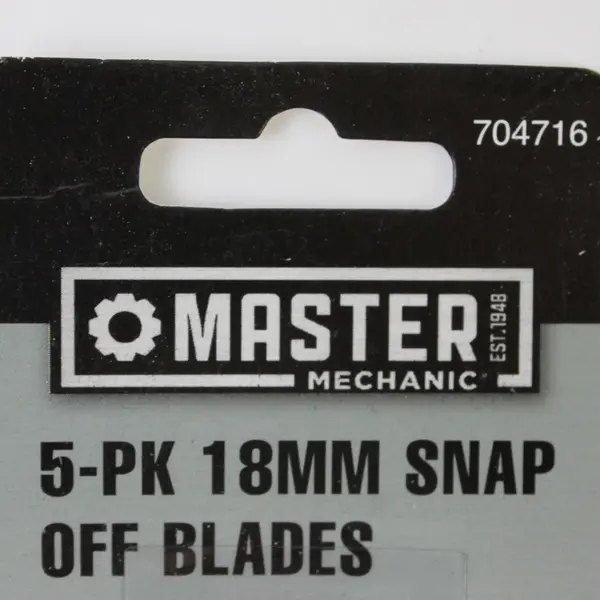 Master Mechanic 5 Pack 18mm 8-Point Snap Blades for Utility Knife