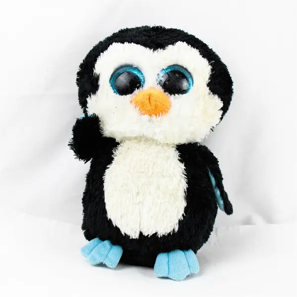 Ty Beanie Boos Waddles Penguin Plush 9in Black White Blue Eyes