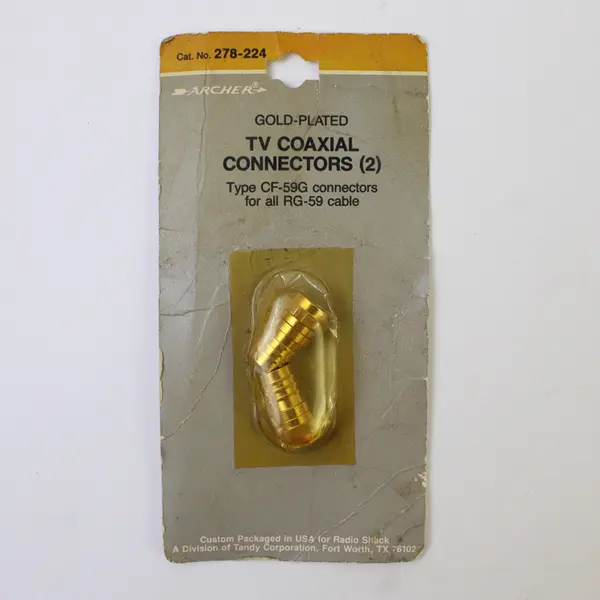 2-Pack Archer Coaxial Crimp CF-59G Connectors Coax TV Cable Gold Model 278-224