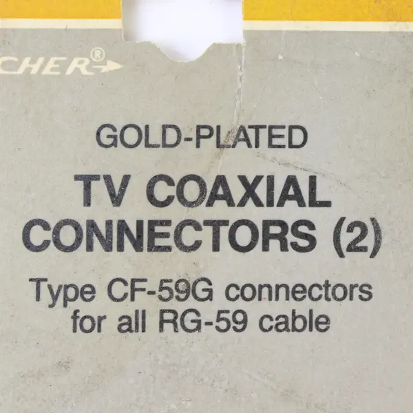 2-Pack Archer Coaxial Crimp CF-59G Connectors Coax TV Cable Gold Model 278-224