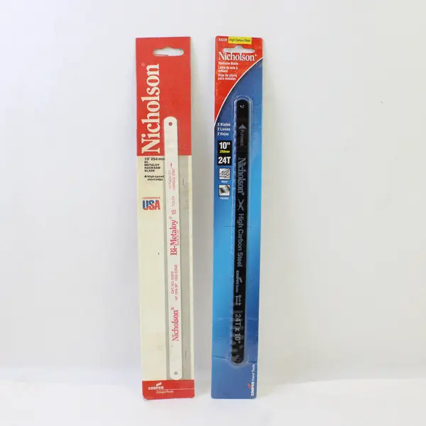 Lot of 2 Nicholson 10 inch Metaloy Hacksaw Blades White Black