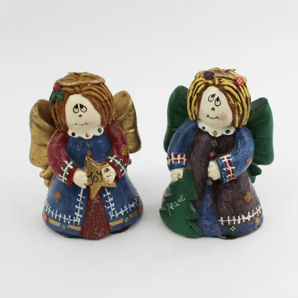 Hand Painted Wax Joy and Peace Angel Candles By Robert Alan