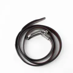 Handcrafted Black Leather Men's Belt Size 38 Classic Metal Buckle