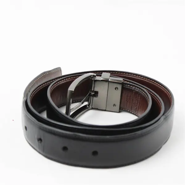 Handcrafted Black Leather Men's Belt Size 38 Classic Metal Buckle