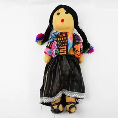 Handmade Guatemalan Hand-Stitched Cloth Doll 18in Folk Textile Collectible