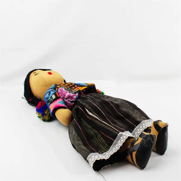 Handmade Guatemalan Hand-Stitched Cloth Doll 18in Folk Textile Collectible