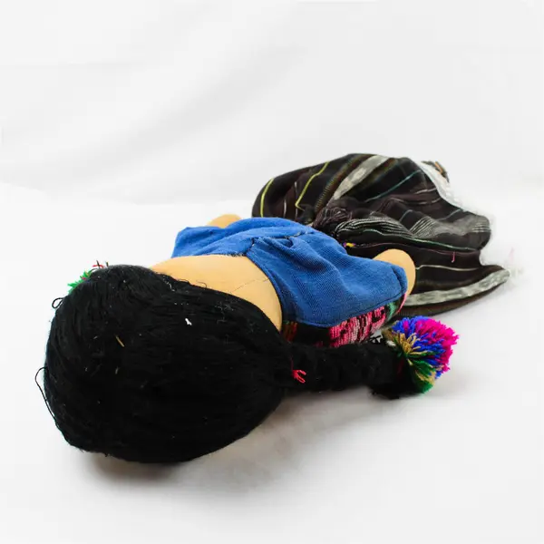 Handmade Guatemalan Hand-Stitched Cloth Doll 18in Folk Textile Collectible