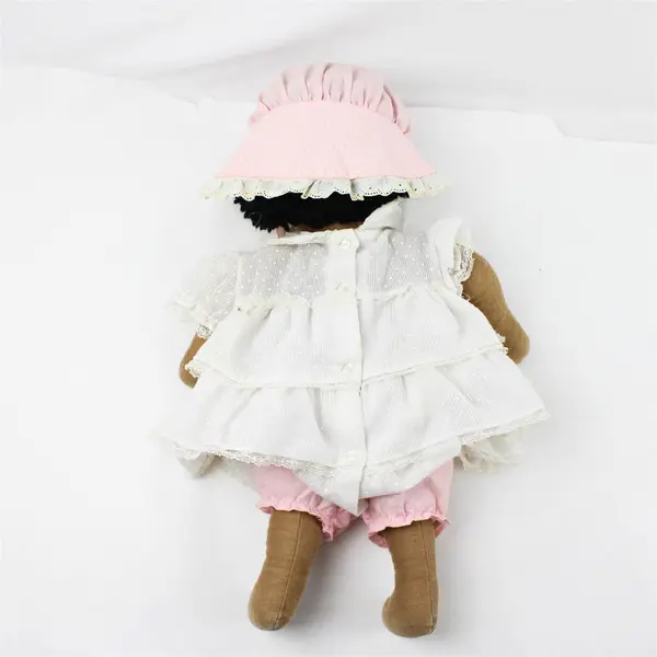 Handmade Cloth Rag Doll White Dress 18in Soft Stuffed Sewn Features