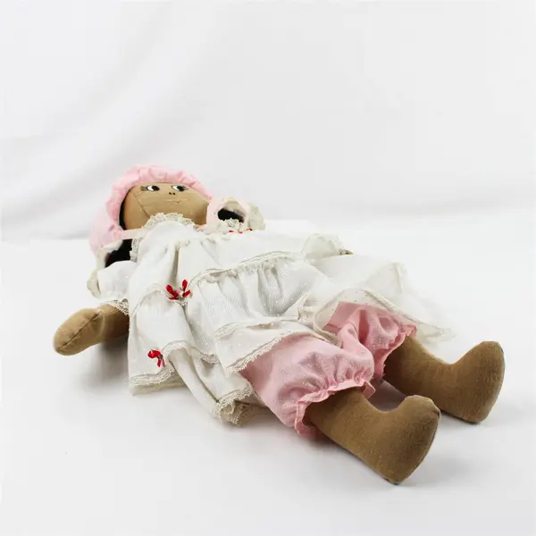 Handmade Cloth Rag Doll White Dress 18in Soft Stuffed Sewn Features