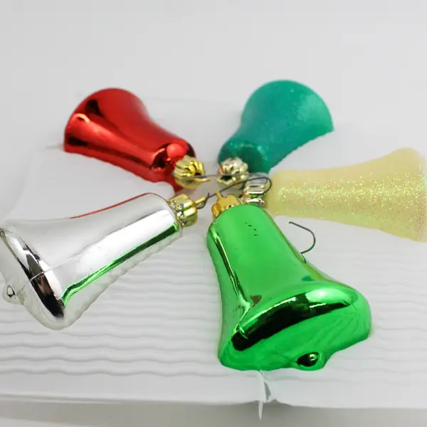 Vintage Box Of 5 Trim A Home Christmas Bell Ornaments Unbreakable
