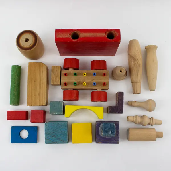 Lot of 20 Wooden Blocks Preschool Stacking Building Blocks