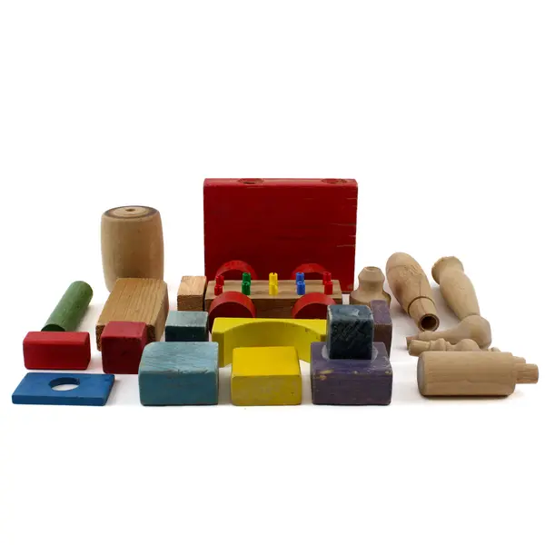 Lot of 20 Wooden Blocks Preschool Stacking Building Blocks