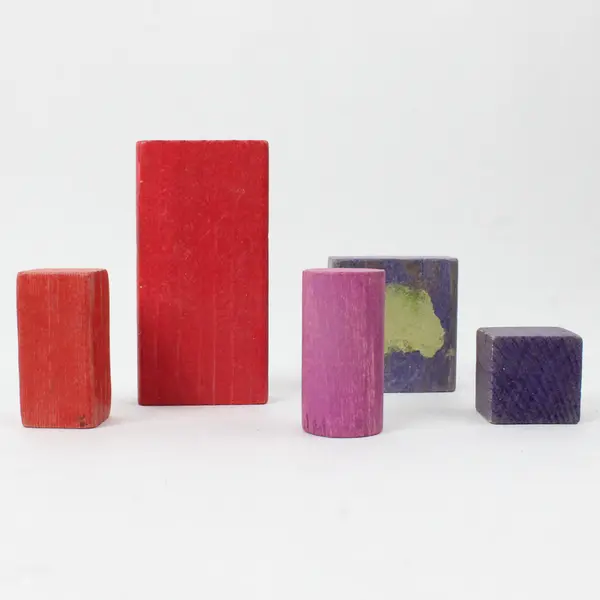 Lot of 25 Wooden Blocks Preschool Stacking Building Blocks