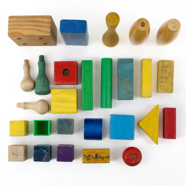 Lot of 25 Wooden Blocks Preschool Stacking Building Blocks