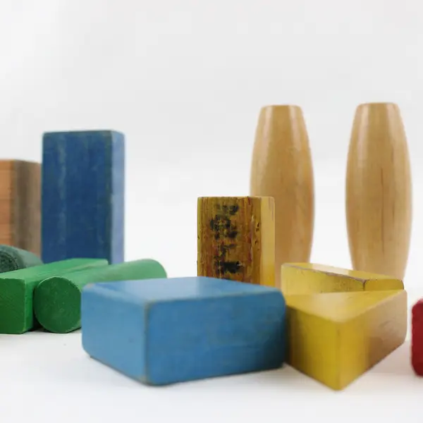 Lot of 25 Wooden Blocks Preschool Stacking Building Blocks