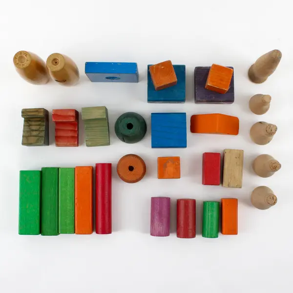 Lot of 29 Wooden Blocks Preschool Stacking Building Blocks