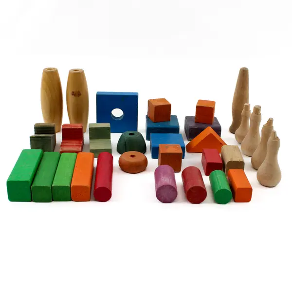 Lot of 29 Wooden Blocks Preschool Stacking Building Blocks