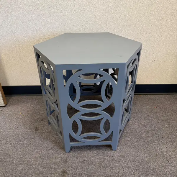 Safavieh Natanya Blue/Gray Hexagon Side Table Lattice Design- Local Pickup Only