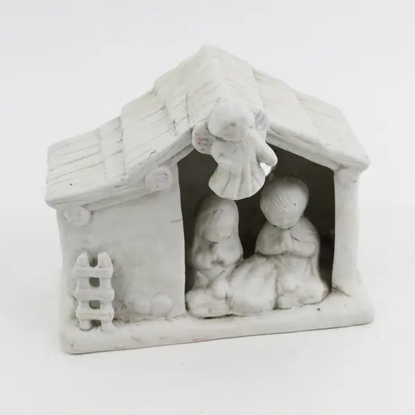 White  Ceramic Nativity 4.25" x 5.25" x 3.25"