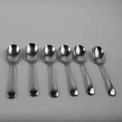 Lot of 6 Oneida Silver Chandler Glossy 18/10 SS Oval Soup Spoons 7.25" Good