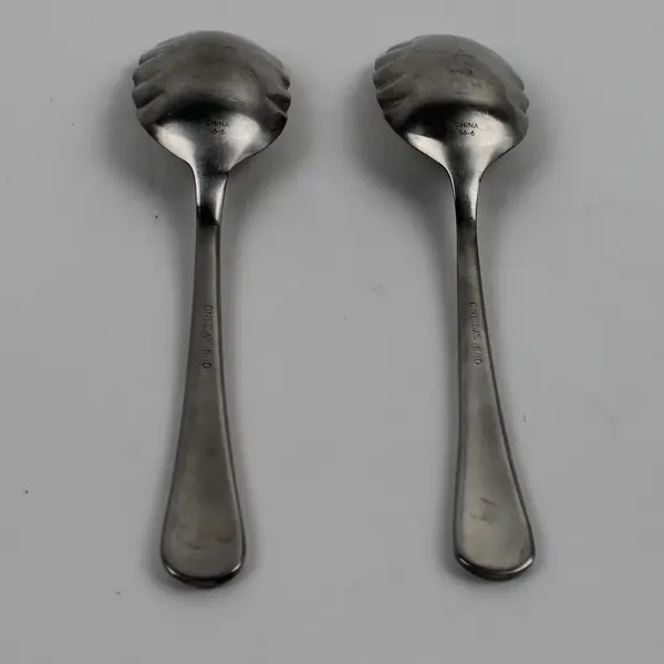 Lot of 2 Oneida Silver Chandler Brushed 18/10 SS Sugar Shell Spoons 6.25" HTF