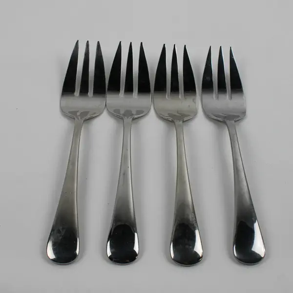 Lot of 4 Oneida Silver Chandler Glossy 18/10 SS Large Serving Forks 9.25" Rare