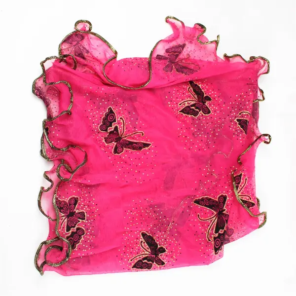 Pink Scarf Gold Trim Black Butterflies Print 66 x 16 Lightweight