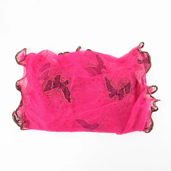 Pink Scarf Gold Trim Black Butterflies Print 66 x 16 Lightweight