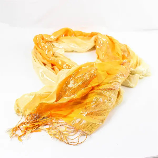 Yellow Shimmery Fringe Scarf 54 x 18 in Lightweight Wrap