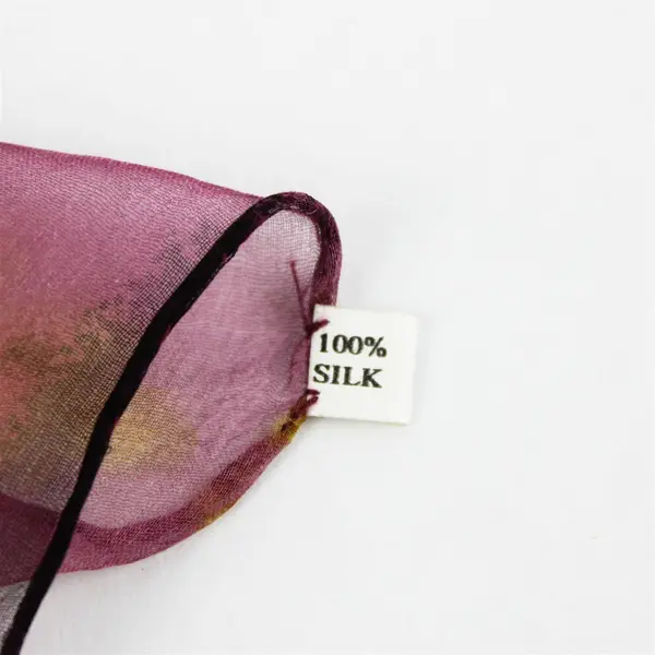 Purple Floral 100% Silk Scarf 52 x 20 in Lightweight