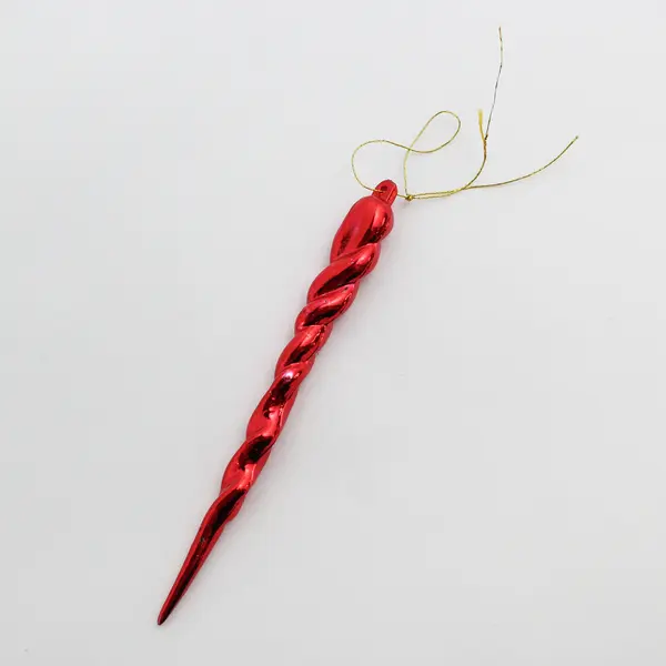 20 Vtg Mid Century Spiral Red And Gold Metallic Icicle Christmas Ornaments 