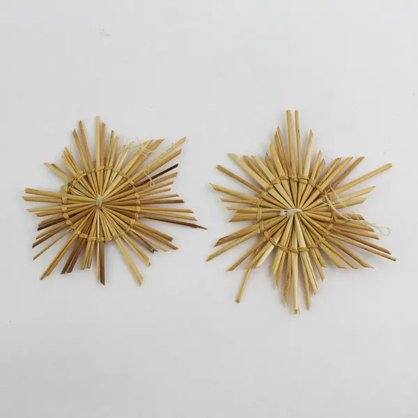 4 Handmade Straw Christmas Ornaments 2 Angels and 2 Snowflakes