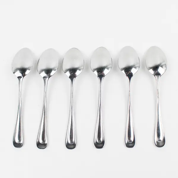 Lot of 6 Oneida Silver Satin Sand Dune Pattern Stainless Teaspoons 6.25" Good