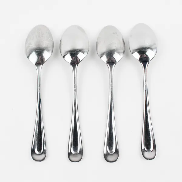 Lot of 4 Oneida Silver Satin Sand Dune Pattern Stainless Teaspoons 6.25" Good
