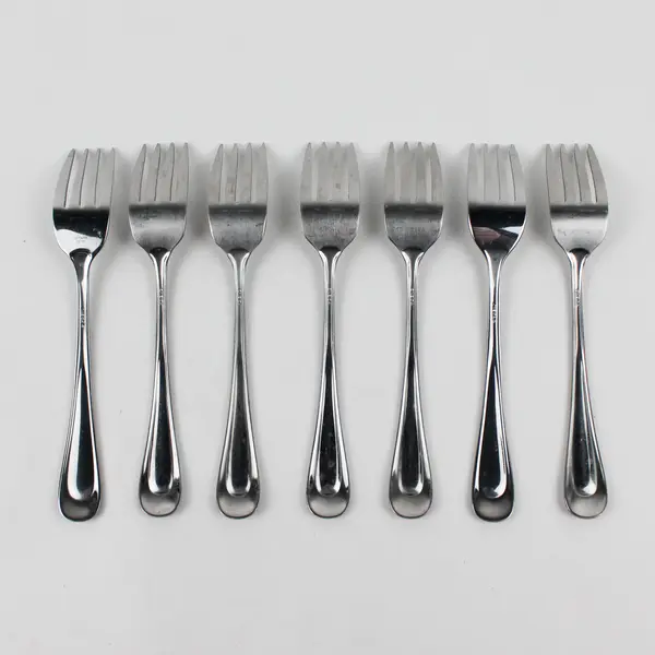 Lot of 7 Oneida Silver Satin Sand Dune Pattern Stainless Salad Forks 6.75" Good